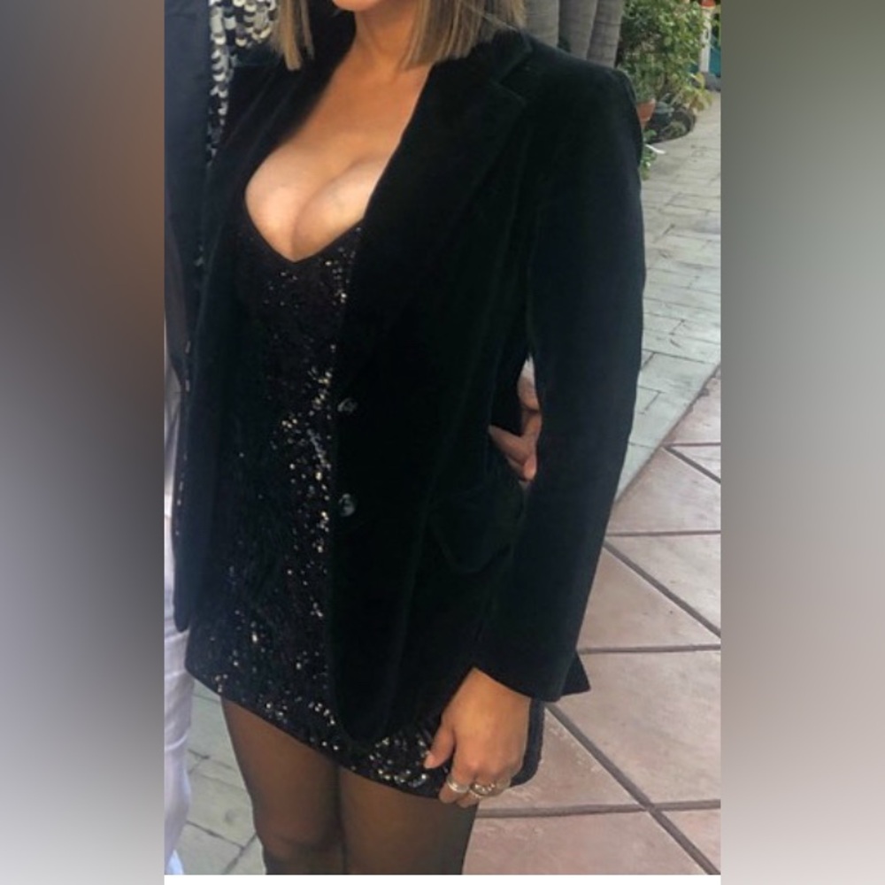 Black Sequins v-neck dress by Saylor from Revolve - Picture 8 of 8